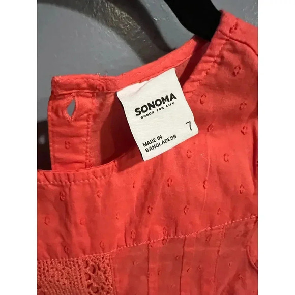 NWT Sonoma Coral Short Sleeve Top - Girls' Size 7 - Picture 4 of 4
